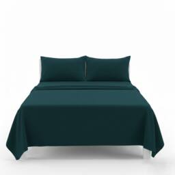 Snug City Easy Care Flat Bed Sheet Polycotton Durable Low Maintenance Bedding in Teal - Size: Double - thumbnail 2