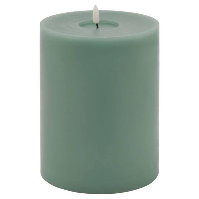 Lemon Pavilion Furniture and Decor Luxe Collection Melt Effect LED Candle, Wax, L15 x W15 x H20 cm, Sage in Light Green