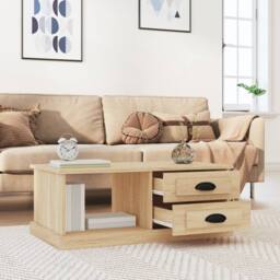 Berkfield Home Coffee Table Sonoma Oak 90x50x35 cm Engineered Wood in Light Brown - Size: 90 x 50 x 35 cm - thumbnail 3
