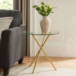 Orsina Versatile Knop Legs Side Table, Elegant Gold Finish Legs Of Bedside Table, Lightweight Small Lounge Table - thumbnail 1