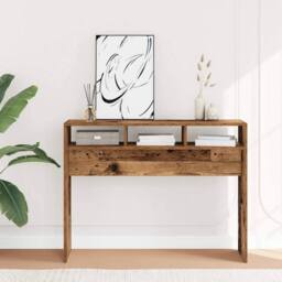 Berkfield Home Console Table Old Wood 105x30x80 cm Engineered Wood in Brown - Size: 105 x 30 x 80 cm