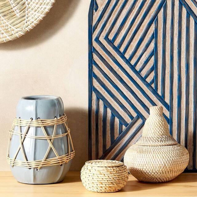 Wyld and Coco Rattan Basket 25cm with Lid - Natural Boho Storage - image 1