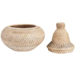 Wyld and Coco Rattan Basket 25cm with Lid - Natural Boho Storage - thumbnail 3