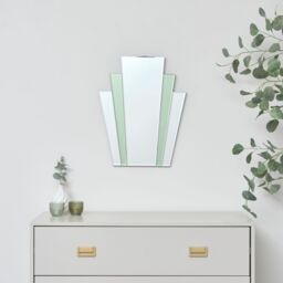 Melody Maison Art Deco Green Glass Fan Wall Mirror - 50cm X 40cm - Size: 50 cm X 40 cm - thumbnail 6