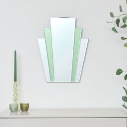 Melody Maison Art Deco Green Glass Fan Wall Mirror - 50cm X 40cm - Size: 50 cm X 40 cm - thumbnail 3