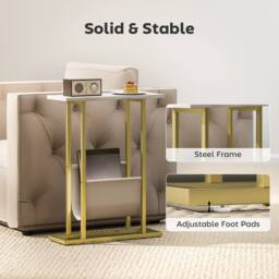 STILVORA Narrow Side Table with Fabric Shelf White - thumbnail 8