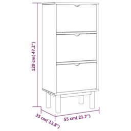 Berkfield Home Shoe Cabinet OTTA with 3 Drawers Brown&Grey Solid Wood Pine in Grey - thumbnail 6