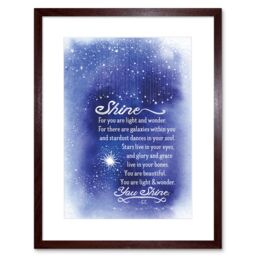 "Artery8 Wall Art Print Quote Shine Stars Artwork Framed 9X7 Inch in Brown - Size: W7"" x H9""" - thumbnail 1