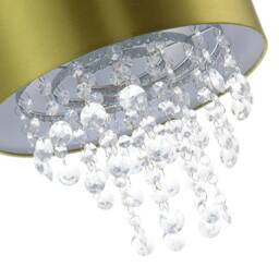 Happy Homewares Modern Olive Green Satin Fabric Pendant Shade with Clear Acrylic Drops - Size: 12 inches - thumbnail 4