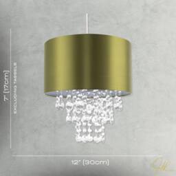 Happy Homewares Modern Olive Green Satin Fabric Pendant Shade with Clear Acrylic Drops - Size: 12 inches - thumbnail 7