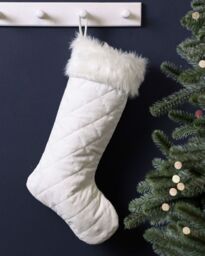 Dibor Set of 4 Faux Fur Cuff White Quilted Xmas Tree Decoration Christmas Gift Bag - Size: 4 Pack - thumbnail 1