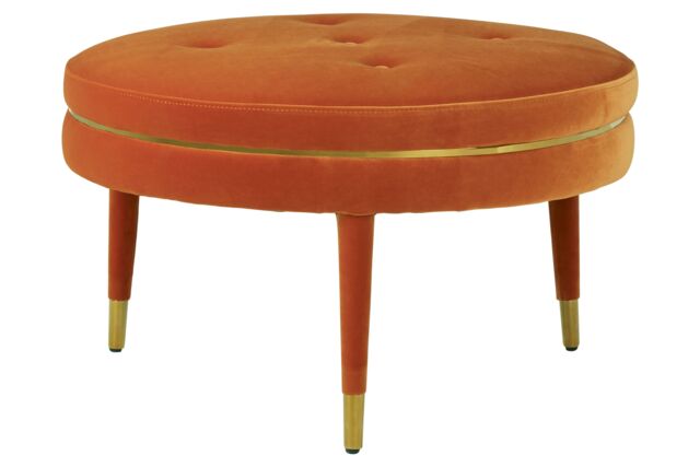 Orsina Manhattan Orange Velvet Footstool - image 1