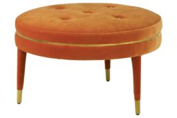 Orsina Manhattan Orange Velvet Footstool - thumbnail 4