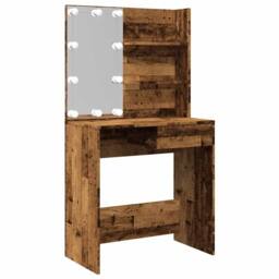 Berkfield Home Dressing Table with LED Old Wood 74.5x40x141 cm in Brown - thumbnail 8