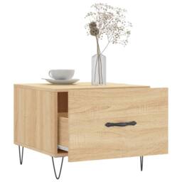 Berkfield Home Coffee Table Sonoma Oak 50x50x40 cm Engineered Wood in Light Oak - Size: 50 x 50 x 40 cm - thumbnail 4