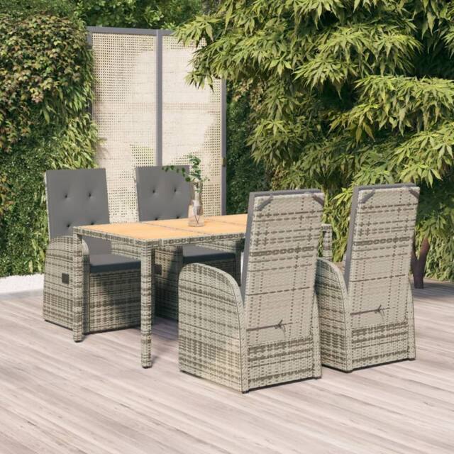 Berkfield Home 5 Piece Garden Dining Set Grey Poly Rattan&Solid Wood Acacia - image 1