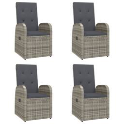 Berkfield Home 5 Piece Garden Dining Set Grey Poly Rattan&Solid Wood Acacia - thumbnail 4