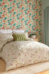 Sanderson 'Arils Garden' Cotton Duvet Cover Set in Olive - Size: Super King - thumbnail 1