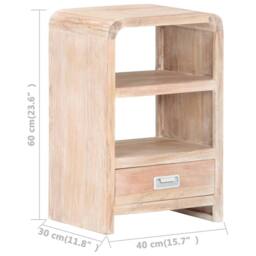 Berkfield Home Bedside Table 40x30x60 cm Solid Acacia Wood in Light Sand - Size: 40 x 30 x 60 cm - thumbnail 8