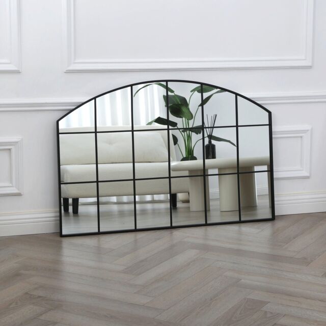 Home Garden Direct Aion - Industrial Arch Wall Mirror with Black Frame - 120x80cm - Size: 120x80 cm - image 1