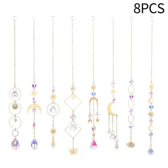 Kelvenix 8 Pack Crystal Suncatchers Gold Moon Star Sun - Size: 0.6m2 - image 1