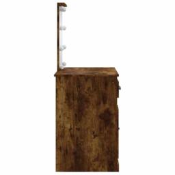 Berkfield Home Beautiful Dressing Table with LED Lights Smoked Oak 90x42x132.5 cm in Brown - thumbnail 6