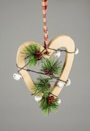Shatchi Wooden Hanging Decoration Heart Shape Cream 18X1.2X23 CM - thumbnail 2