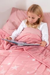 OHS Star Teddy Fleece Kids Weighted Blanket in Pink - thumbnail 3