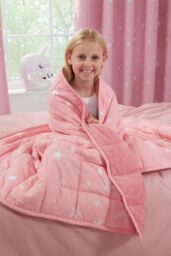 OHS Star Teddy Fleece Kids Weighted Blanket in Pink - thumbnail 2