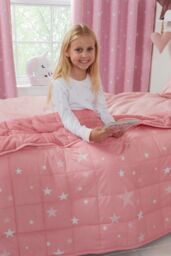OHS Star Teddy Fleece Kids Weighted Blanket in Pink