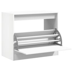 Berkfield Home Shoe Cabinet White 80x42x69 cm Engineered Wood - Size: 80 x 42 x 69 cm - thumbnail 2