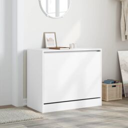 Berkfield Home Shoe Cabinet White 80x42x69 cm Engineered Wood - Size: 80 x 42 x 69 cm - thumbnail 3