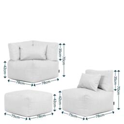 icon 3pcs Noa Bean Bag, 1x Corner, 1x Recliner, 1x Slab, Outdoor Woven Natural - thumbnail 6