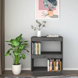 Berkfield Home Beautiful Book Cabinet Grey 60x35x71 cm Solid Wood Pine - Size: 60 x 35 x 71 cm - thumbnail 1