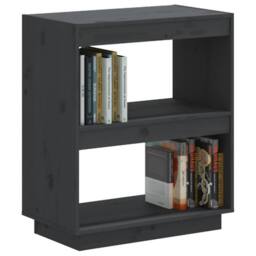 Berkfield Home Beautiful Book Cabinet Grey 60x35x71 cm Solid Wood Pine - Size: 60 x 35 x 71 cm - thumbnail 4