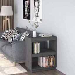 Berkfield Home Beautiful Book Cabinet Grey 60x35x71 cm Solid Wood Pine - Size: 60 x 35 x 71 cm - thumbnail 2