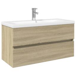 Berkfield Home 2 Piece Bathroom Furniture Set Ceramic & Engineered Wood in Light Tan