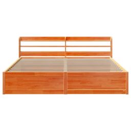 Berkfield Home Bed Frame with Headboard Wax Brown 180x200 cm Super King Solid Wood Pine - thumbnail 4