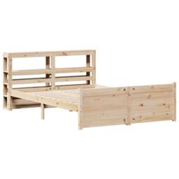 Berkfield Home Bed Frame with Headboard without Mattress 140x190 cm in Light Tan - thumbnail 3