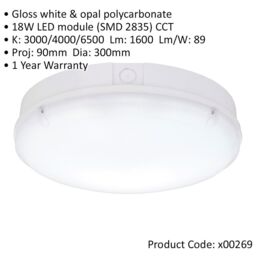 Loops Gloss White IP65 Bulkhead Light - 18W CCT SMD LED Module - Microwave Sensor - thumbnail 2