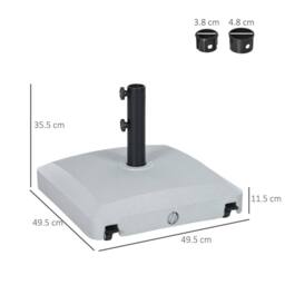 OUTSUNNY Garden Parasol Base Holder, 24kg Water or 30kg Sand Filled, with Wheels & Brakes in Light Grey - thumbnail 3
