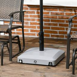 OUTSUNNY Garden Parasol Base Holder, 24kg Water or 30kg Sand Filled, with Wheels & Brakes in Light Grey - thumbnail 1