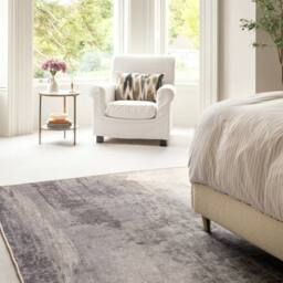Kukoon Abstract Design Cotton Chenille Rug Blue Teal Machine Washable in Grey - Size: 280 cm x 380 cm - thumbnail 3