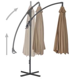 Berkfield Home Cantilever Umbrella with Steel Pole 300 cm Taupe in Beige - thumbnail 3