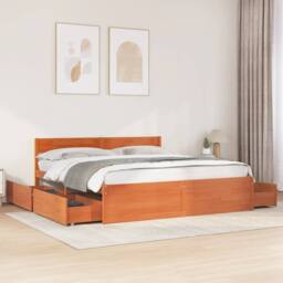 Berkfield Home Bed Frame without Mattress Wax Brown 200x200 cm Solid Wood Pine - thumbnail 1