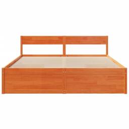 Berkfield Home Bed Frame without Mattress Wax Brown 200x200 cm Solid Wood Pine - thumbnail 4
