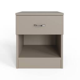 FWStyle Pair Of 1 Drawer Open Shelf Putty Nightstands in Beige - thumbnail 4