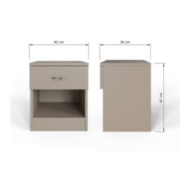FWStyle Pair Of 1 Drawer Open Shelf Putty Nightstands in Beige - thumbnail 5