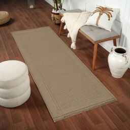Livabliss Mystery-Washable Tan Beige Modern Jute Living Dining Rug - Size: 118 cm x 170 cm - thumbnail 1