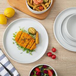 simpa White Vertical Edge Porcelain Dinner Set - Size: 12 Pack - thumbnail 8